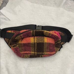 Plaid Sherpa Fleece Belt Bag new
